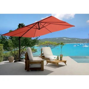 Hangende Rechthoekige Parasol 3x4m 360° Draaibaar Terracotta CESARE