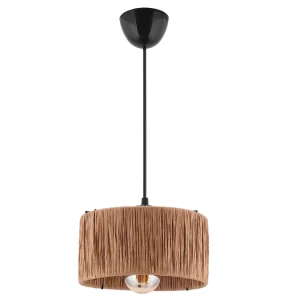 Hanglamp van beige raffia en zwart metaal – Bohemian chic design voor een gezellig interieur Hanglamp van beige raffia en zwart metaal – Bohemian chic design voor een gezellig interieur