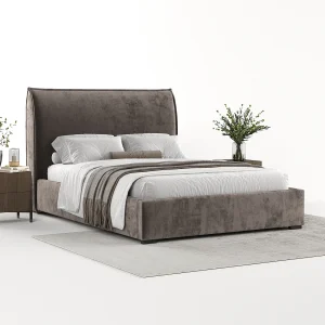 Gestoffeerd bed Splash – 160 x 200 cm – chenillestof – bruin Gestoffeerd bed Splash – 160 x 200 cm – chenillestof – bruin