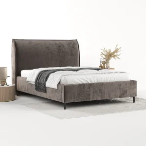 Gestoffeerd bed Shell – 160 x 200 cm – chenillestof – bruin Gestoffeerd bed Shell – 160 x 200 cm – chenillestof – bruin