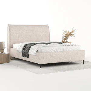 Gestoffeerd bed Shell – 180 x 200 cm – geweven stof – beige Gestoffeerd bed Shell – 180 x 200 cm – geweven stof – beige