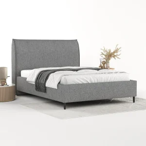 Gestoffeerd bed Shell – 160 x 200 cm – geweven stof – grijs Gestoffeerd bed Shell – 160 x 200 cm – geweven stof – grijs
