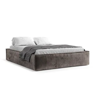 Gestoffeerd bed Alvar – 200 x 200 cm – chenillestof – bruin