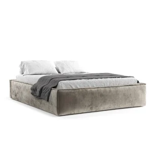 Gestoffeerd bed Alvar – 160 x 200 cm – chenillestof – beige