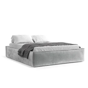 Gestoffeerd bed Alvar – 160 x 200 cm – chenillestof – lichtgrijs