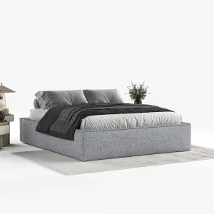 Gestoffeerd bed Alvar – 120 x 200 cm – chenillestof – grijs