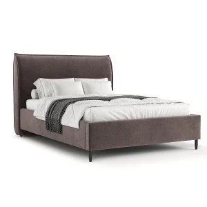 Gestoffeerd bed Shell – 160 x 200 cm – fluweelstof – bruin Gestoffeerd bed Shell – 160 x 200 cm – fluweelstof – bruin