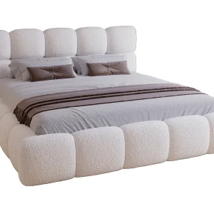 Gestoffeerd bed 140×200 Lucca – bed met opbergruimte, bouclé, lattenbodem – Crème (Lambi 1) Gestoffeerd bed 140×200 Lucca – bed met opbergruimte, bouclé, lattenbodem – Crème (Lambi 1)