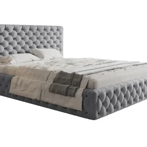 Gestoffeerd bed 140×200 Furis, glamourstijl – Tweepersoonsbed 140×200 cm – fluwelen Lichtgrijs (Jasmine 90) Gestoffeerd bed 140×200 Furis, glamourstijl – Tweepersoonsbed 140×200 cm – fluwelen Lichtgrijs (Jasmine 90)