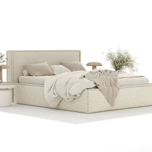 Gestoffeerd bed met hoofdbord – 180×200 cm – beige – LOUNGE Gestoffeerd bed met hoofdbord – 180×200 cm – beige – LOUNGE
