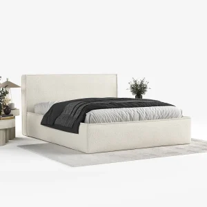 Gestoffeerd bed met hoofdbord – 180×200 cm – creme – LOUNGE Gestoffeerd bed met hoofdbord – 180×200 cm – creme – LOUNGE