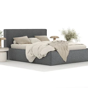 Gestoffeerd bed met hoofdbord – 160×200 cm – grafiet – LOUNGE Gestoffeerd bed met hoofdbord – 160×200 cm – grafiet – LOUNGE