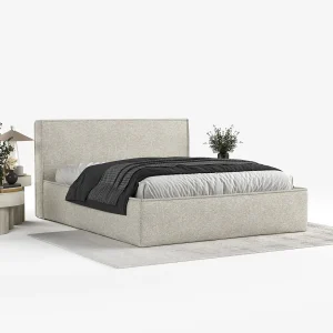 Gestoffeerd bed met hoofdbord – 180×200 cm – beige – LOUNGE Gestoffeerd bed met hoofdbord – 180×200 cm – beige – LOUNGE