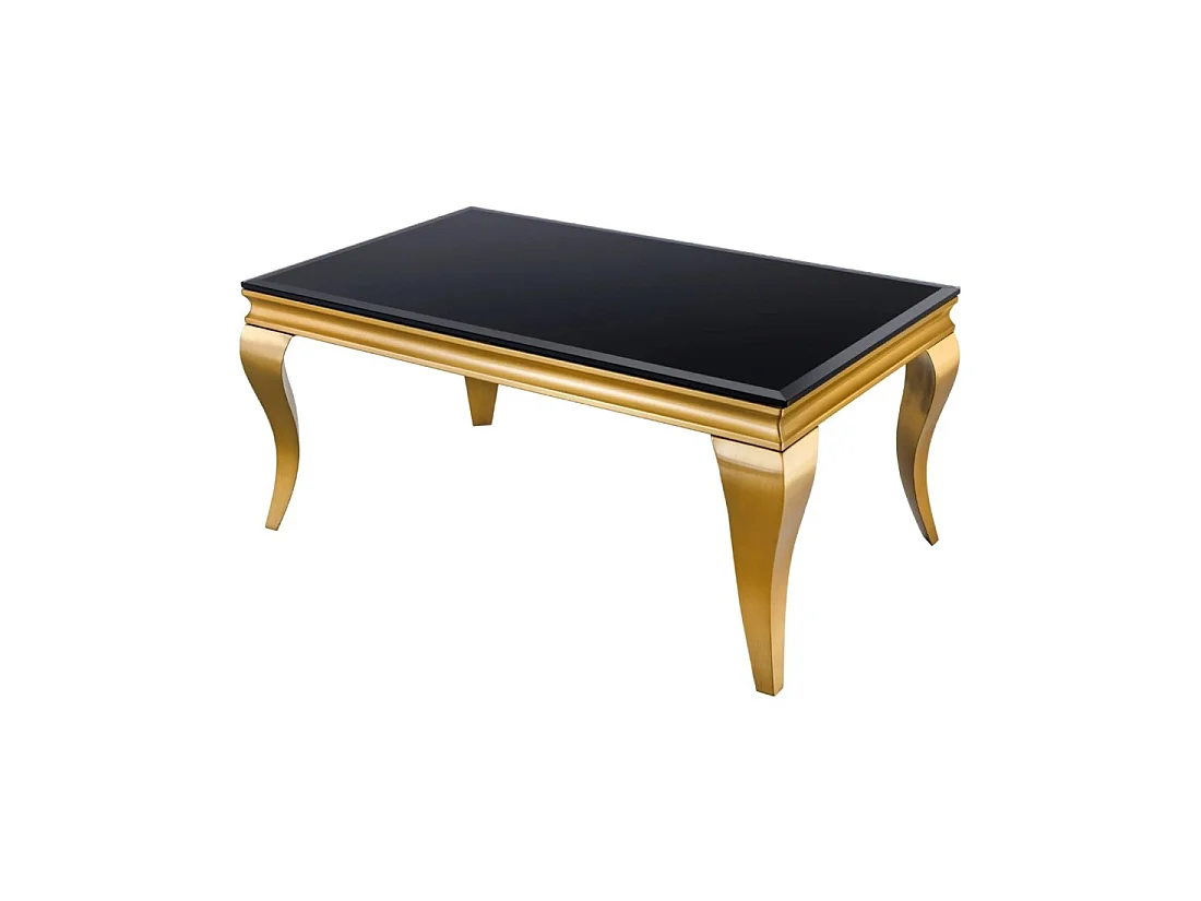 Salontafel VELENA 100 cm zwart opaalglas - Gebogen gouden poten