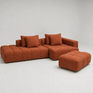 Hoekbank Rechts PARIS Terracotta + Pouf Hoekbank Rechts PARIS Terracotta + Pouf