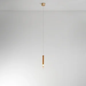 Hanglamp van gespiegeld amberkleurig en geborsteld goudkleurig borosilicaatglas, dimbare 8W LED, modern en elegant design – Perenz