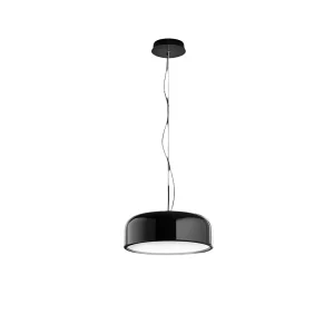 Hanglamp van glanzend zwart metaal (RAL 9005) met geïntegreerde dimbare CCT LED, diameter 48,5 cm, verstelbare hoogte 318 cm – Perenz