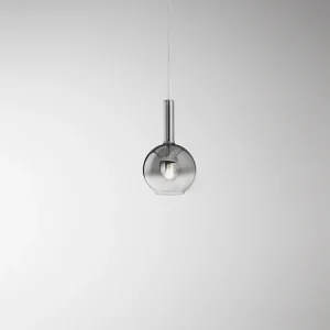Hanglamp van gerookt, spiegelend borosilicaatglas, E27 fitting, modern design, verstelbare kabel, diameter 20 cm, IP20 – Perenz