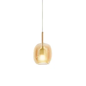 Hanglamp van helder amberkleurig borosilicaatglas met E27-fitting, modern design, 17,5 x 30,5 cm, verstelbare kabel van 300 cm – Perenz