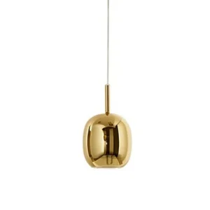 Hanglamp van goudkleurig spiegelend borosilicaatglas met E27-fitting, modern design, 17,5 x 30,5 cm, verstelbare kabel van 300 cm – Perenz