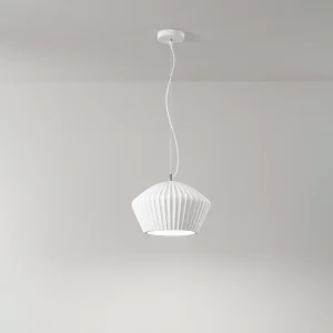 Hanglamp van geplooid gips en wit metaal, moderne verstelbare kroonluchter, 1x E27 40W, diameter 34,5 cm, mat wit – Perenz Hanglamp van geplooid gips en wit metaal, moderne verstelbare kroonluchter, 1x E27 40W, diameter 34,5 cm, mat wit – Perenz