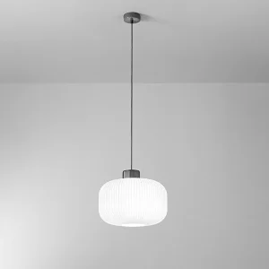Hanglamp van keramiek en geblazen glas, wit geplooid ontwerp, E27 fitting, in hoogte verstelbaar, diameter 35 cm, klasse I, IP20 – Perenz Hanglamp van keramiek en geblazen glas, wit geplooid ontwerp, E27 fitting, in hoogte verstelbaar, diameter 35 cm, klasse I, IP20 – Perenz