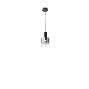 Hanglamp van gerookt/spiegelend glas, serie 6664, modern design plafondlamp, GU10 fitting, max. 35W, diameter 20 cm, in hoogte verstelbaar – Perenz