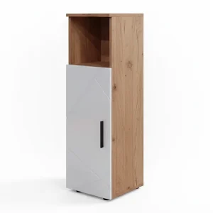 Halfhoge kast wit hoogglans/goud power eiken 30x30x95 irma Halfhoge kast wit hoogglans/goud power eiken 30x30x95 irma
