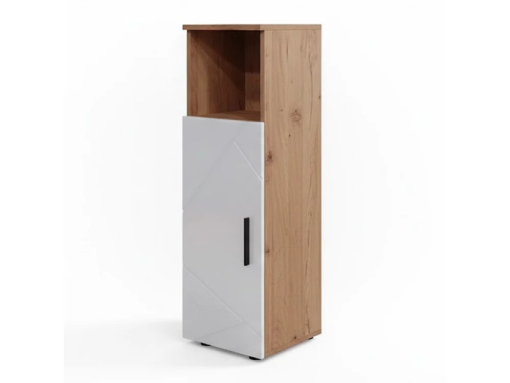 Halfhoge kast wit hoogglans/goud power eiken 30x30x95 irma