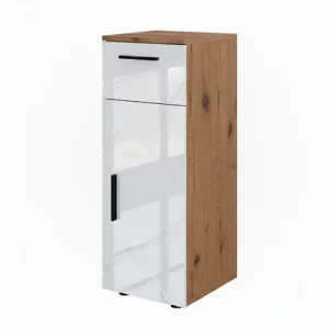 Halfhoge kast wit hoogglans/goud power eiken 30x30x81 irma Halfhoge kast wit hoogglans/goud power eiken 30x30x81 irma
