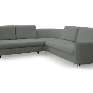 Hoekbank LAREN – Moderne slaapbank, opbergruimte, kunststof poten, linkerzijde, DONKERGRIJS, 251x251x85 cm