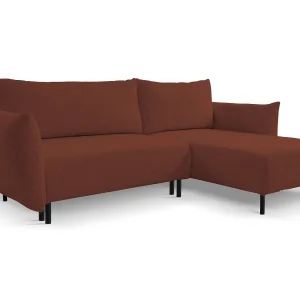 Hoekbank ADEL met slaapfunctie en opbergruimte – L-vorm, metalen poten, verstelbaar, 145×212 cm, 257x90x171 cm, BORDEAUX RECHTS Hoekbank ADEL met slaapfunctie en opbergruimte – L-vorm, metalen poten, verstelbaar, 145×212 cm, 257x90x171 cm, BORDEAUX RECHTS
