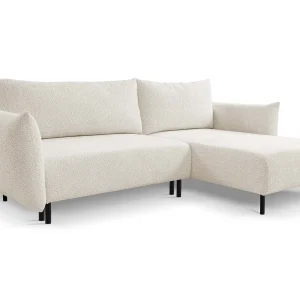 Hoekbank ADEL met slaapfunctie en opbergruimte – L-vorm, metalen poten, verstelbaar, 145×212 cm, 257x90x171 cm, BEIGE RECHTS Hoekbank ADEL met slaapfunctie en opbergruimte – L-vorm, metalen poten, verstelbaar, 145×212 cm, 257x90x171 cm, BEIGE RECHTS