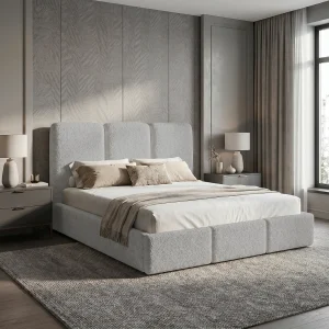 Gestoffeerd bed 140×200 Elora bouclé – bed met opbergruimte en lattenbodem, modern opbergbed, slaapkamerbed, trendy bouclé stof – Lichtgrijs Gestoffeerd bed 140×200 Elora bouclé – bed met opbergruimte en lattenbodem, modern opbergbed, slaapkamerbed, trendy bouclé stof – Lichtgrijs