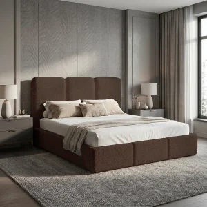 Gestoffeerd bed 140×200 Elora bouclé – bed met opbergruimte en lattenbodem, modern opbergbed, slaapkamerbed, trendy bouclé stof – Bruin Gestoffeerd bed 140×200 Elora bouclé – bed met opbergruimte en lattenbodem, modern opbergbed, slaapkamerbed, trendy bouclé stof – Bruin