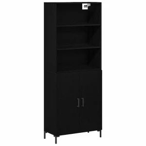 Hoge kast Zwart Eiken 69,5 x 34 x 180 cm Bewerkt hout