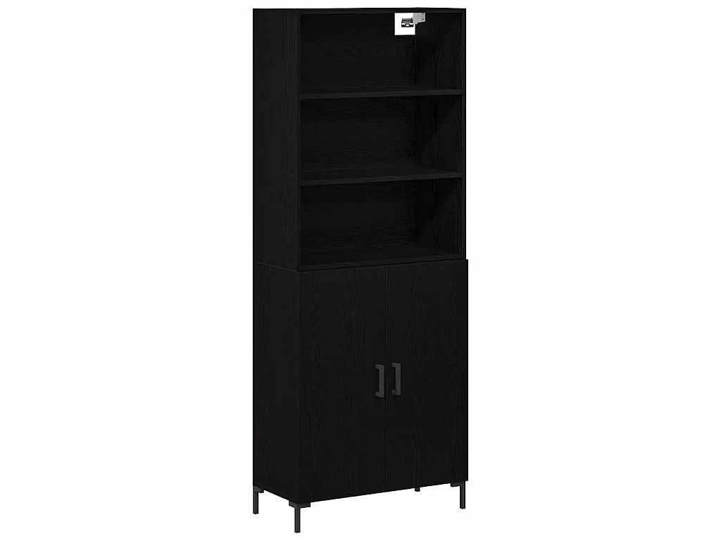 Hoge kast Zwart Eiken 69,5 x 34 x 180 cm Bewerkt hout