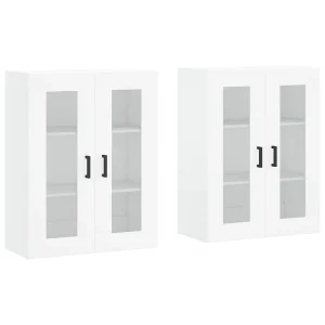 Hangkasten 2 st bewerkt hout wit