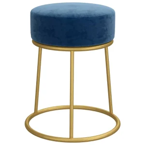 Hocker rond fluweel blauw Hocker rond fluweel blauw