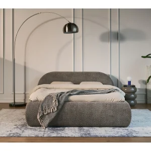 Gestoffeerd bed 140×200 – bouclé – Bruin – SHELS LOW Gestoffeerd bed 140×200 – bouclé – Bruin – SHELS LOW