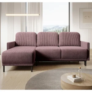 Hoekbank met slaapfunctie & opbergruimte – Corduroy – Universeel – Paars – HAMIEL Hoekbank met slaapfunctie & opbergruimte – Corduroy – Universeel – Paars – HAMIEL