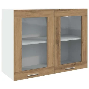 Bovenkast Lyon 80x31x60 cm bewerkt hout artisanaal eikenkleurig Bovenkast Lyon 80x31x60 cm bewerkt hout artisanaal eikenkleurig
