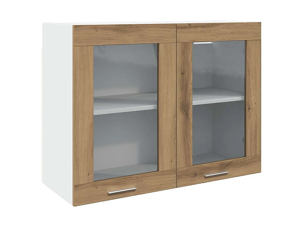 Bovenkast Lyon 80x31x60 cm bewerkt hout artisanaal eikenkleurig