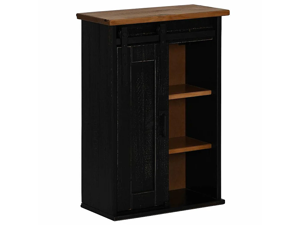 Bovenkast HALDEN met schuifdeur 49x22,5x70 cm grenenhout zwart