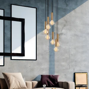 Hanglamp in vintage-stijl, verstelbaar – Metaal – H40-136 cm – Goudkleurig – Koop nu