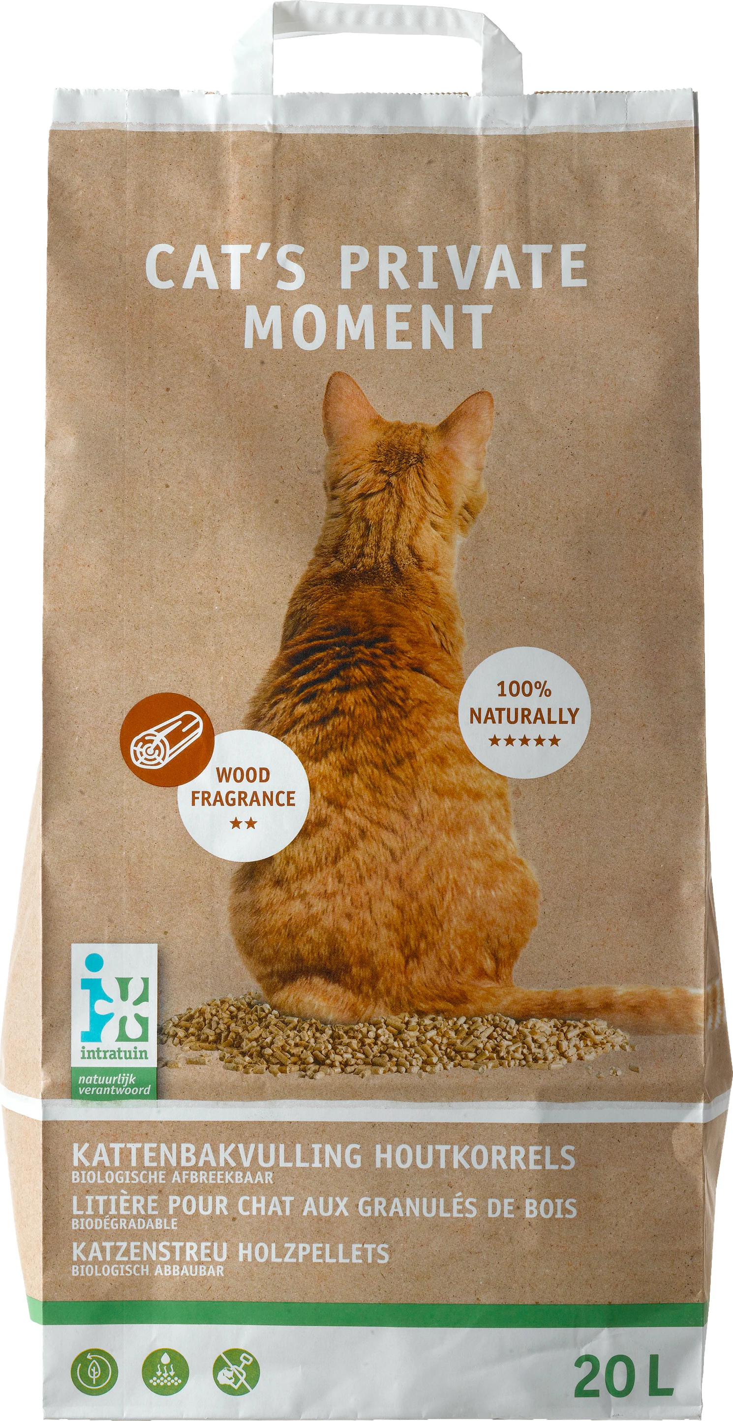 Intratuin kattenbakvulling houtkorrels 20 L
