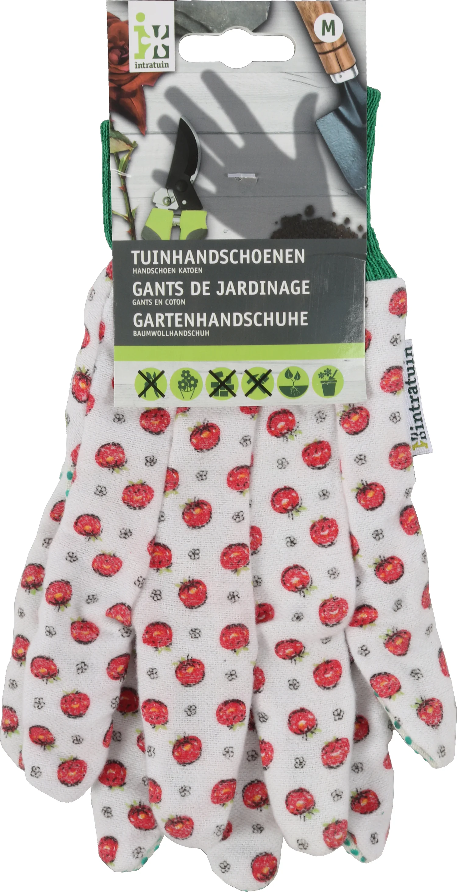 Intratuin tuinhandschoenen maat M katoen/pvc bloem