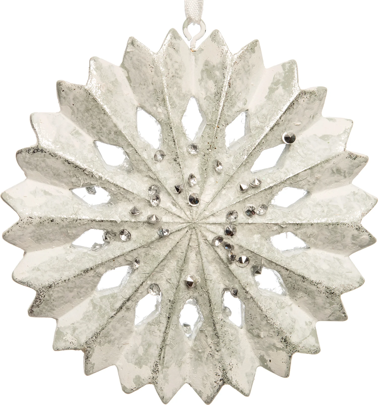 Intratuin kerst ornament sneeuwvlok wit 8,8 x 1,2 x 8,8 cm