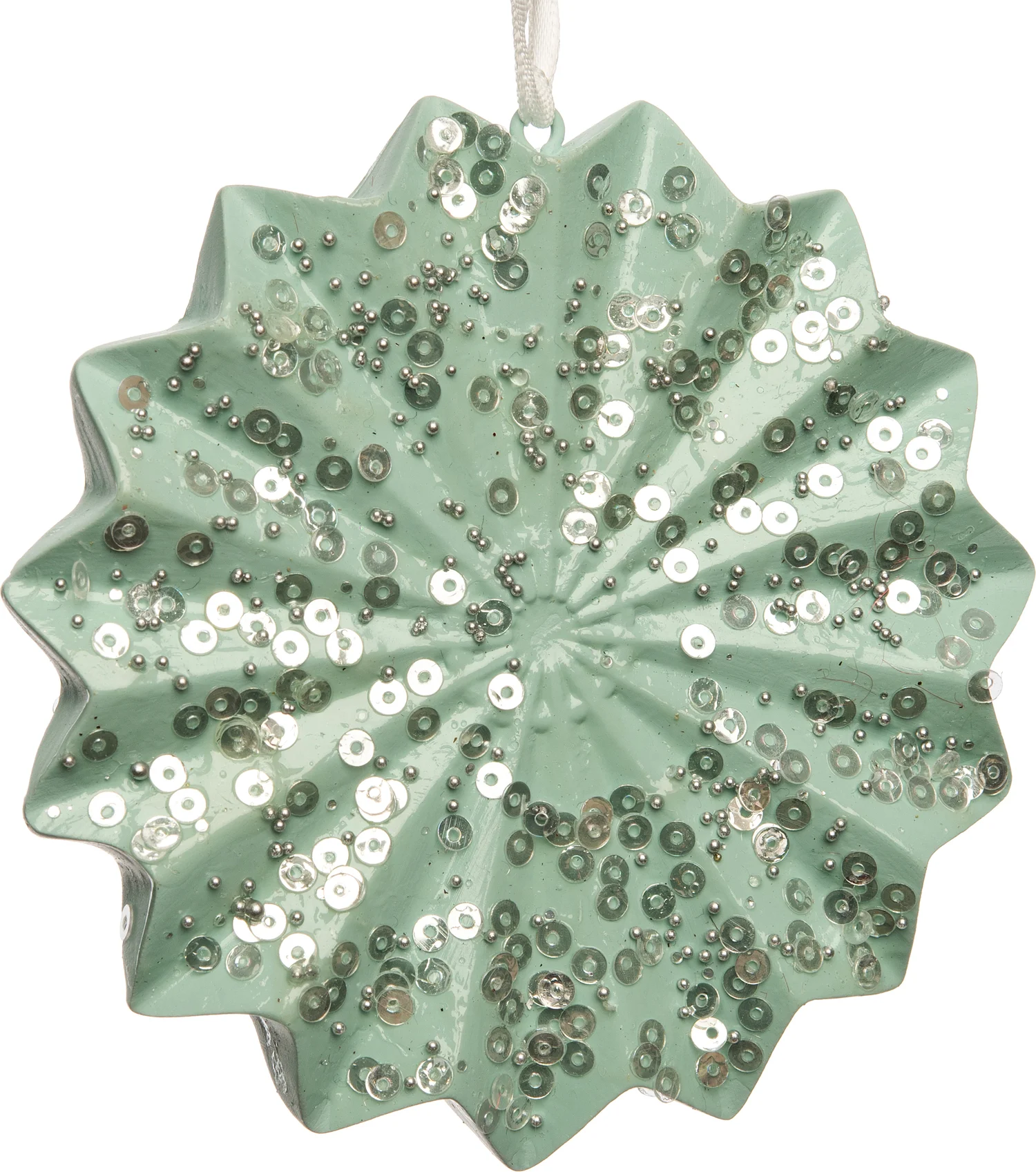 Intratuin kerst ornament sneeuwvlok groen 9,4 x 9,4 x 2,2 cm