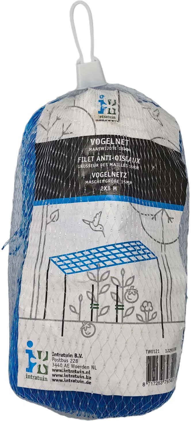 Intratuin vogelnet maaswijdte 15 x 2 x 8 m blauw